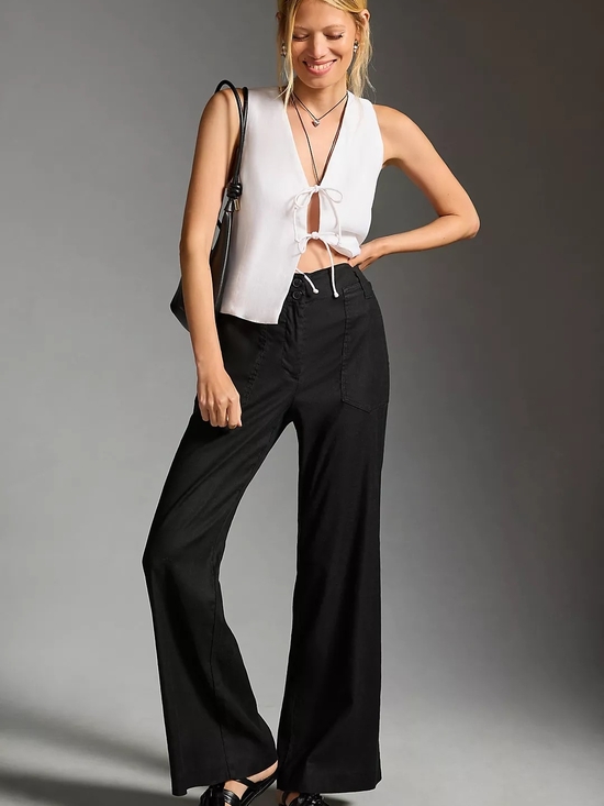 Anthropologie Pants - Maeve Pants Womens 12 The Naomi Wide Leg Flare Black Anthropologie High Rise.
